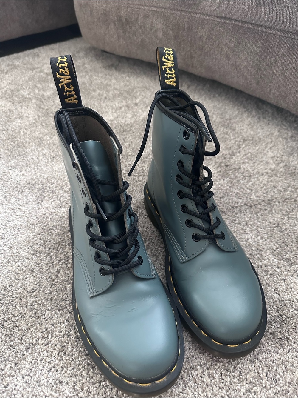 Classic Lace-Up Women's Combat Boots with Yellow Stitching Dr. Martens